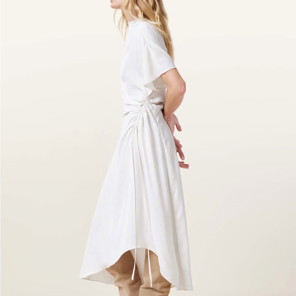 All Saints White Asymmetrical Ruched Sheath Dress - Picture 4 of 4